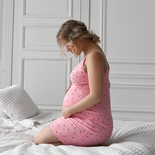 Ночная рубашка для беременных и кормящих Мамин Дім Baby Розовый/Черный 24124