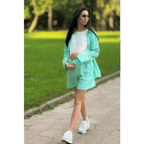 Летний костюм шорты и рубашка для беременных Dianora Муслин Салатовый 2309(8) 1105
