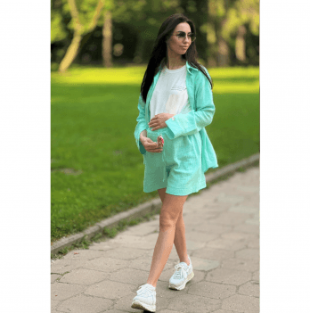 Летний костюм шорты и рубашка для беременных Dianora Муслин Салатовый 2309(8) 1105