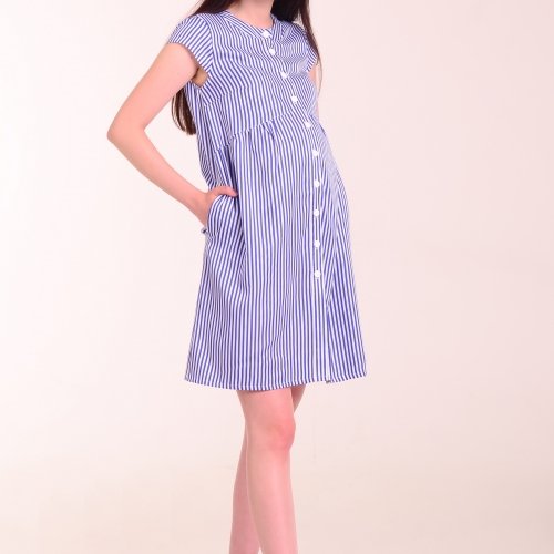 Платье-рубашка для беременных и кормящих мам LOLLI BLUE, White Rabbit