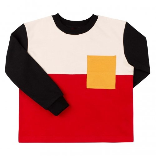 Лонгслив детский Bembi 4 - 6 лет Интерлок Черный/Красный ФБ958