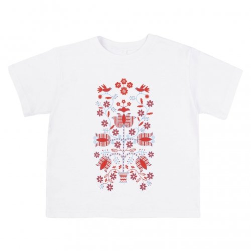 Детская футболка Bembi ЕТНNО принт вышиванка 7 - 13 лет Супрем Белый/Красный ФБ968