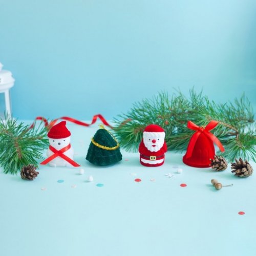 Новогодний футляр для ювелирных изделий бархатный Снеговик в красной шапочке Белый/Красный FK-190