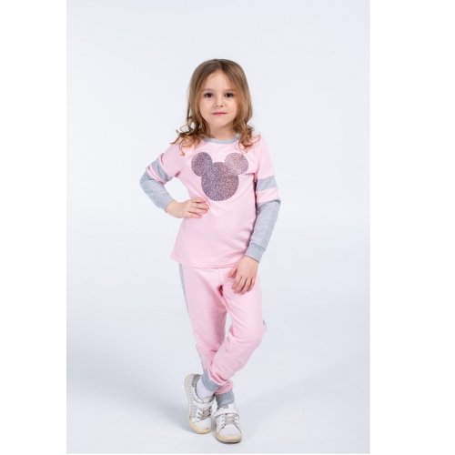 Детский костюм для девочки из двунитки Vidoli от 3 до 7 лет Розовый G-20624W