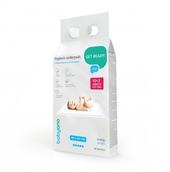 Пеленки одноразовые гигиенические BabyOno 40х60 см 10+2 шт 513/12