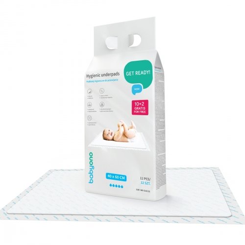 Пеленки одноразовые гигиенические BabyOno 40х60 см 10+2 шт 513/12