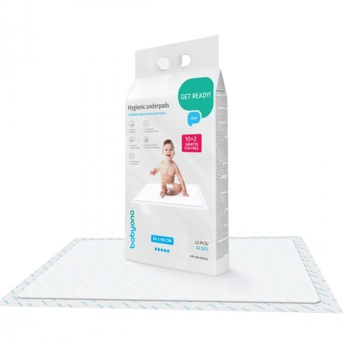 Пеленки одноразовые гигиенические BabyOno 60x90 см 10+2 шт 509/12