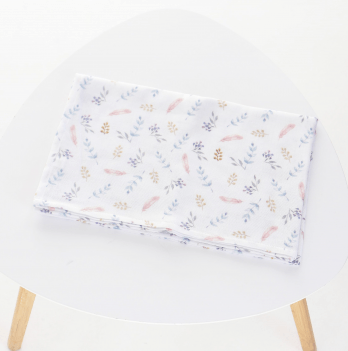Муслиновая пеленка для детей ELA Textile&Toys Веточки и перышки Муслин Белый/Розовый/Бежевый 100х80 см MD002FZ