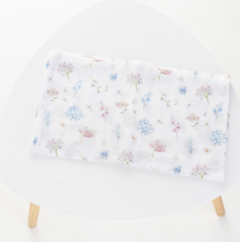 Муслиновая пеленка для детей ELA Textile&Toys Гортензии Муслин Белый/Розовый 100х80 см MD002FL