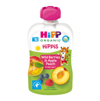 Детское пюре органическое фруктовое HiPP HiPPiS Pouch Яблоко Персик Черника Малина 100 г 8525-02