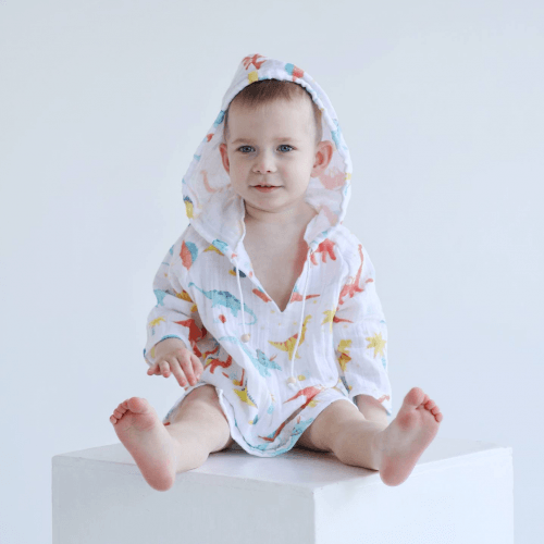 Муслиновая туника детская ELA Textile&Toys Динозаврики 2 - 7 лет Муслин Белый/Желтый MT001DN