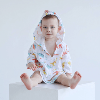 Муслиновая туника детская ELA Textile&Toys Динозаврики 2 - 7 лет Муслин Белый/Желтый MT001DN