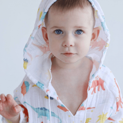 Муслиновая туника детская ELA Textile&Toys Динозаврики 2 - 7 лет Муслин Белый/Желтый MT001DN