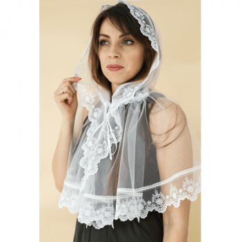 Платок на голову в церковь Magbaby Lace Молочный 133832