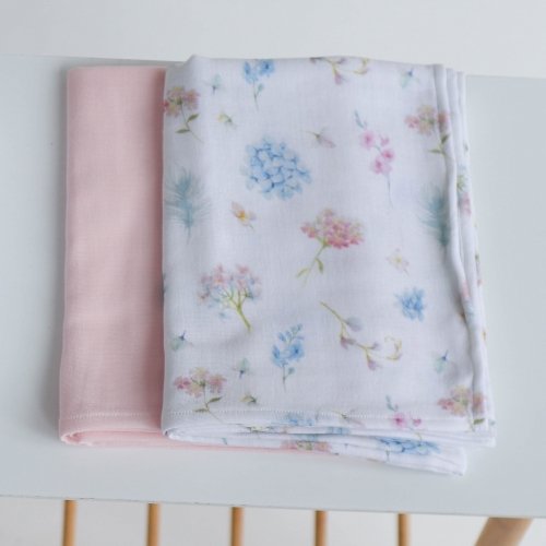 Муслиновые пеленки для детей 2 шт ELA Textile&Toys Гортензии Розовый 100х80 см DS002RF