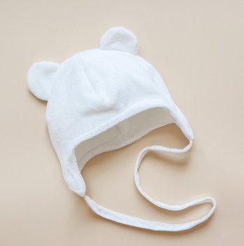 Велюровая шапка для новорожденных Magbaby Tessera с ушками 0-9 мес Молочный 100986