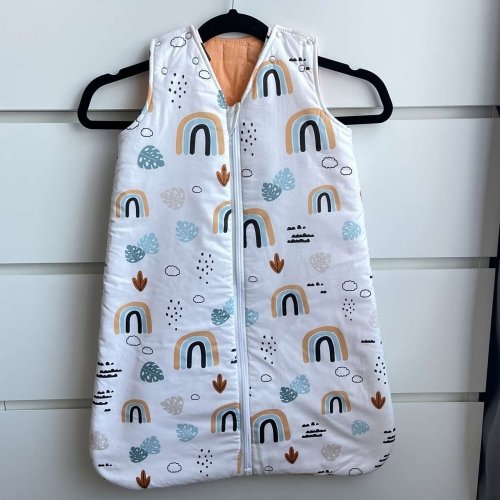 Детский спальный мешок Merrygoround Радуга с листочками Белый/Оранжевый SM_18