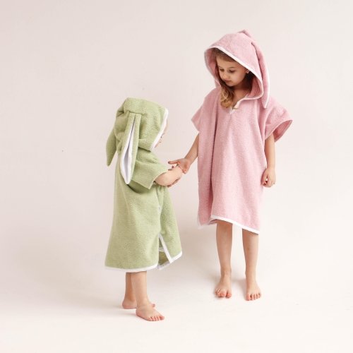 Детское полотенце пончо с капюшоном ELA Textile&Toys 1,5 - 7 лет Махра Розовый PT001PN