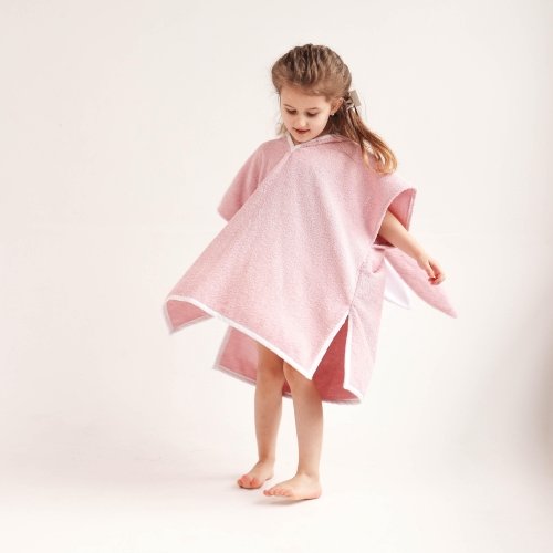Детское полотенце пончо с капюшоном ELA Textile&Toys 7 - 9 лет Махра Розовый PT001PN