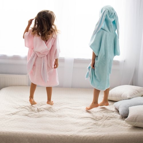 Детское полотенце пончо с капюшоном ELA Textile&Toys 7 - 9 лет Махра Голубой PT001BL
