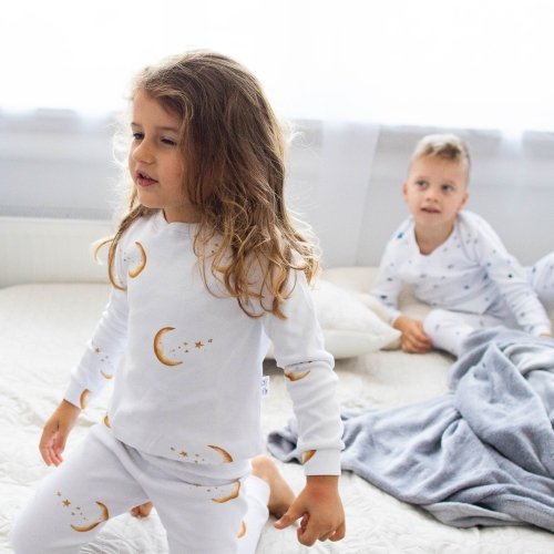Пижама детская ELA Textile&Toys Единороги 1,5 - 6 лет Интерлок Белый/Коричневый/Розовый PJ001UC