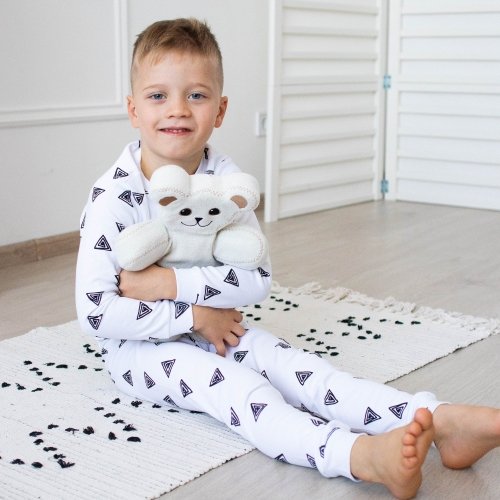 Пижама детская ELA Textile&Toys Единороги 1,5 - 6 лет Интерлок Белый/Коричневый/Розовый PJ001UC