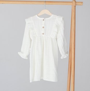 Платье детское для девочки ELA Textile&Toys 2 - 8 лет Муслин Молочный MDR001ML