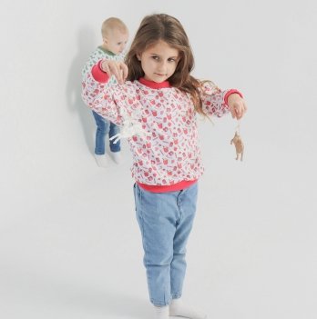 Новогодний свитшот детский ELA Textile&Toys Рукавички 7 - 9 лет Футер Розовый SS001MT