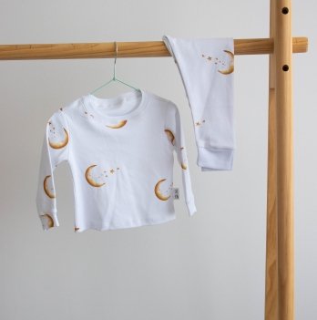 Пижама детская ELA Textile&Toys Месяц 1,5 - 6 лет Интерлок Белый/Коричневый PJ001MN