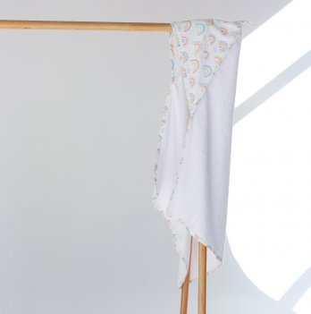 Детское полотенце уголок махровое ELA Textile&Toys Радуга Белый 100х100 см TW002WT