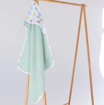 Детское полотенце уголок махровое ELA Textile&Toys Кружочки Фисташковый 100х100 см TW002PS