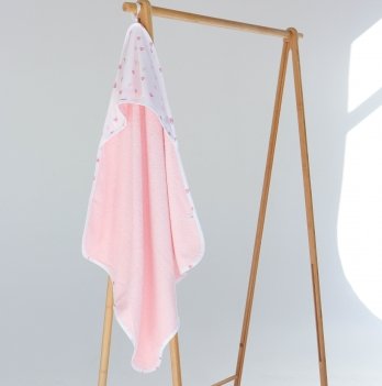 Детское полотенце уголок махровое ELA Textile&Toys Сердечки Розовый 100х100 см TW002PN
