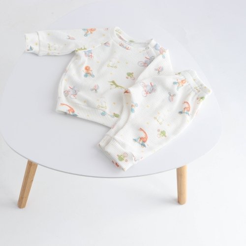 Набор одежды для новорожденных ELA Textile&Toys Зверьки 0 - 3 лет Трикотажная вафля Белый WS001AN