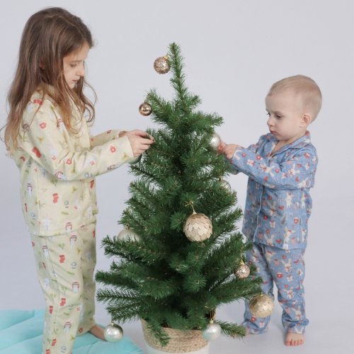 Пижама детская ELA Textile&Toys Зайчики 2 - 7 лет Футер Синий PJ003BRB