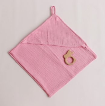 Детское полотенце уголок муслиновое ELA Textile&Toys Муслин Розовый 90х90 см TM001PN