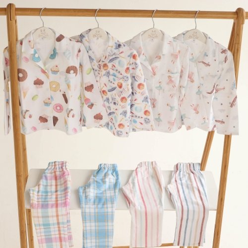 Пижама детская ELA Textile&Toys Пончики 7 - 9 лет Фланель Белый/Розовый/Голубой PJ002DN