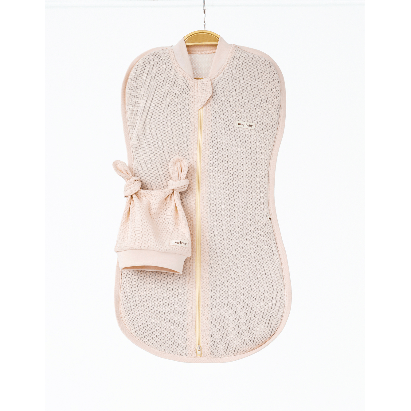 Евро пеленка кокон на молнии и шапка для новорожденных Magbaby Honey Светло-персиковый 134361