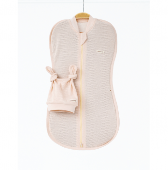 Евро пеленка кокон на молнии и шапка для новорожденных Magbaby Honey Светло-персиковый 134361