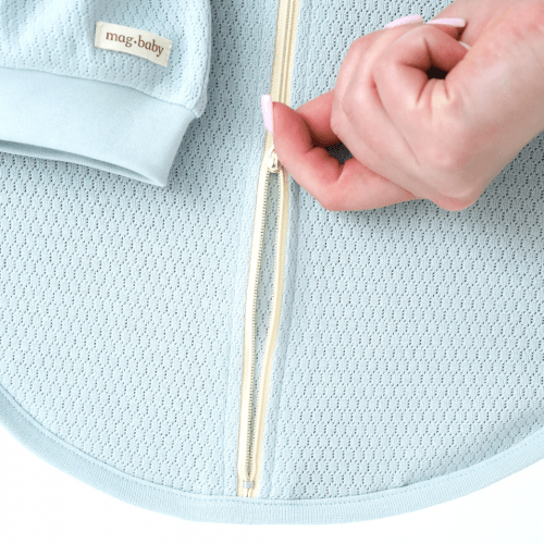 Евро пеленка кокон на молнии и шапка для новорожденных Magbaby Honey Светло-голубой 134367