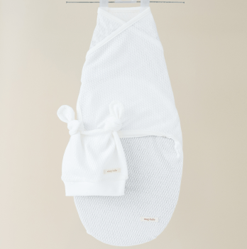 Евро пеленка кокон на липучках и шапка для новорожденных Magbaby Honey Молочный 134373