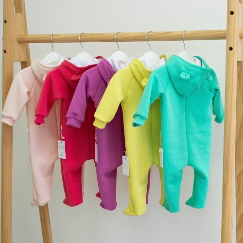 Демисезонный комбинезон для новорожденных ELA Textile&Toys 0 - 2 лет Трикотаж на флисе Пудровый HR001PW