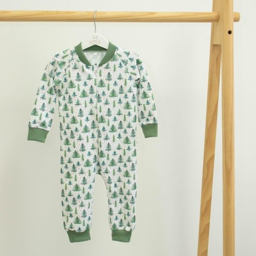 Пижама комбинезон детская ELA Textile&Toys Елочки 1,5 - 3 лет Футер Зеленый RP002CT