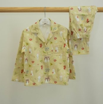 Пижама детская ELA Textile&Toys Зайчики 2 - 7 лет Футер Желтый PJ003YRB