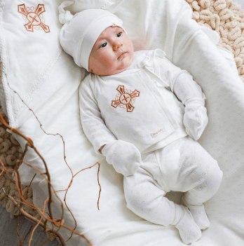 Комплект одежды для крещения Magbaby Eric 0 - 9 мес Трикотаж трансферли Молочный 132840