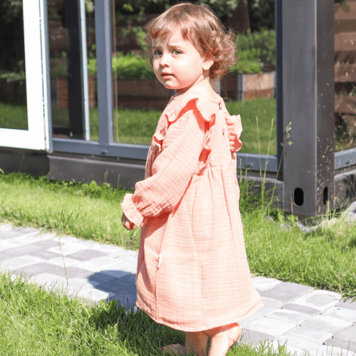 Платье детское для девочки ELA Textile&Toys 2 - 8 лет Муслин Абрикосовый MDR001AC