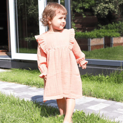 Платье детское для девочки ELA Textile&Toys 1 - 2 лет Муслин Абрикосовый MDR001AC