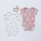 Бодик для новорожденных набор 2 шт ELA Textile&Toys Цветы/Зайчики 0 - 3 лет Интерлок в рубчик Белый/Розовый BS001SSP