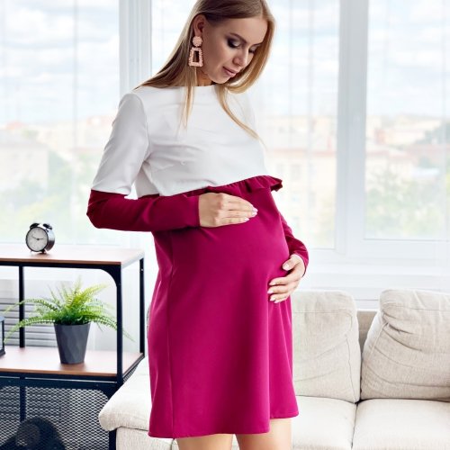 Платье для беременных и кормящих мам Warsaw Lullababe малиново-белый