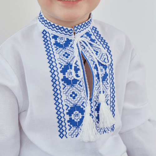 Вышиванка детская Twins Оберег 3 - 7 лет Хлопок Белый/Голубой 88OT-О