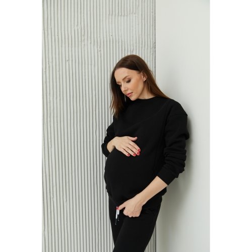 Худи для беременных и кормящих с начесом Lullababe Buffalo Черный LB14BF136